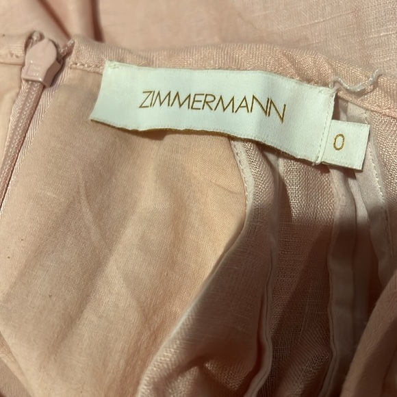 Zimmermann Dancer Linen Day Mini Dress In Blush Size 0 - Picture 2 of 11